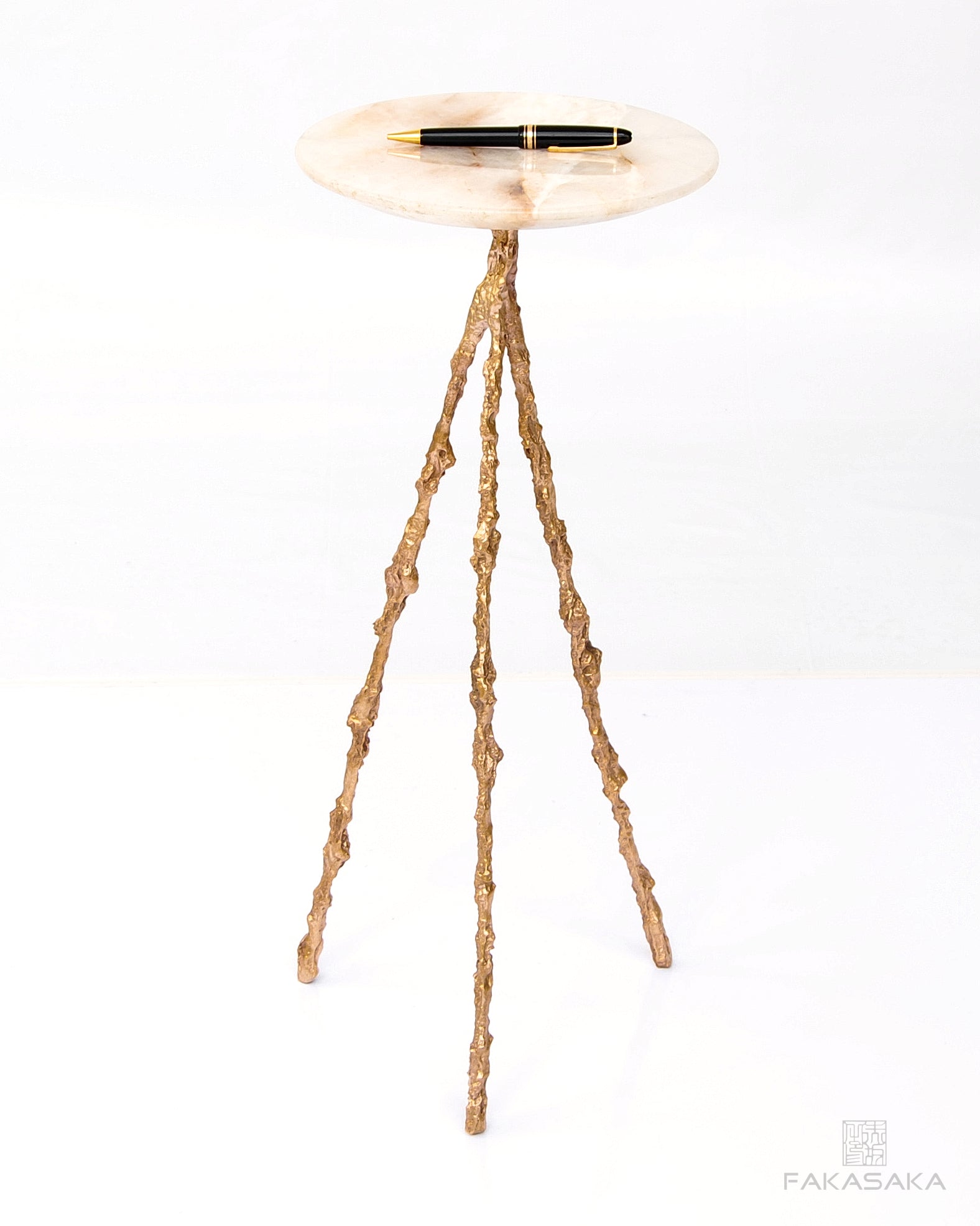 CHUCK DRINK TABLE<br><br>ONYX<br>POLISHED BRONZE
