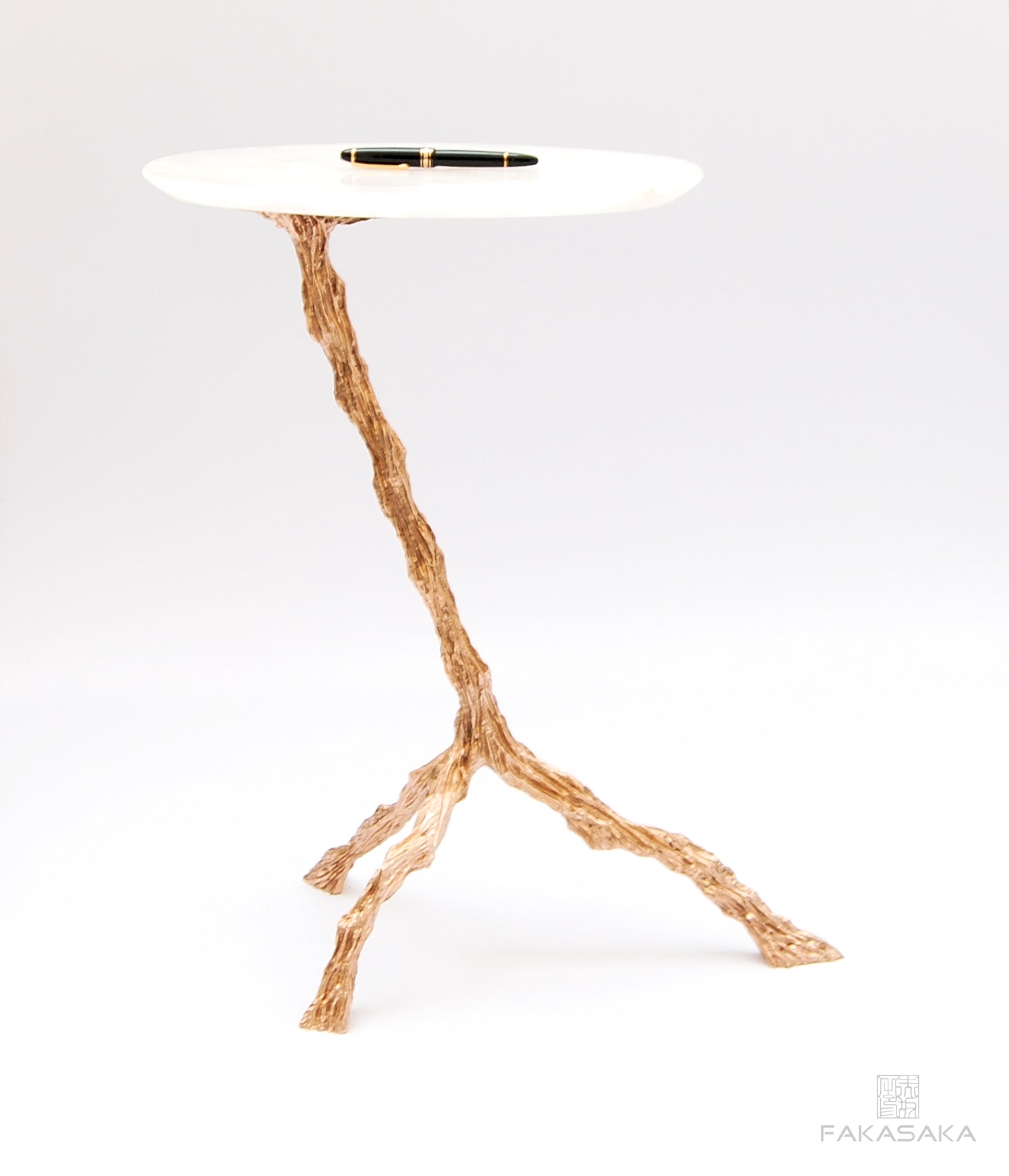 PANCHO DRINK TABLE<br><br>ONYX<br>POLISHED BRONZE