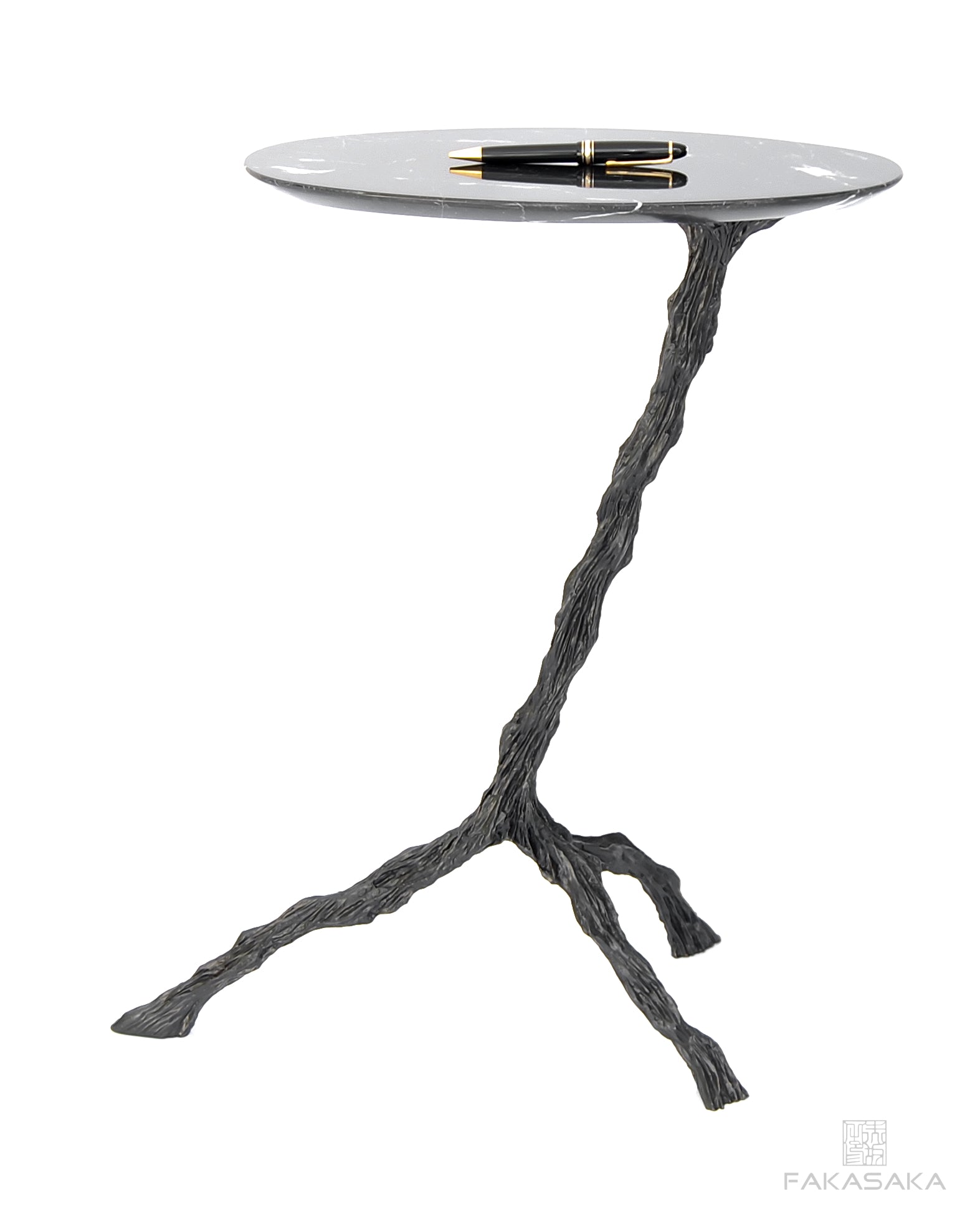 PANCHO DRINK TABLE<br><br>NERO MARQUINA MARBLE<br>DARK BRONZE