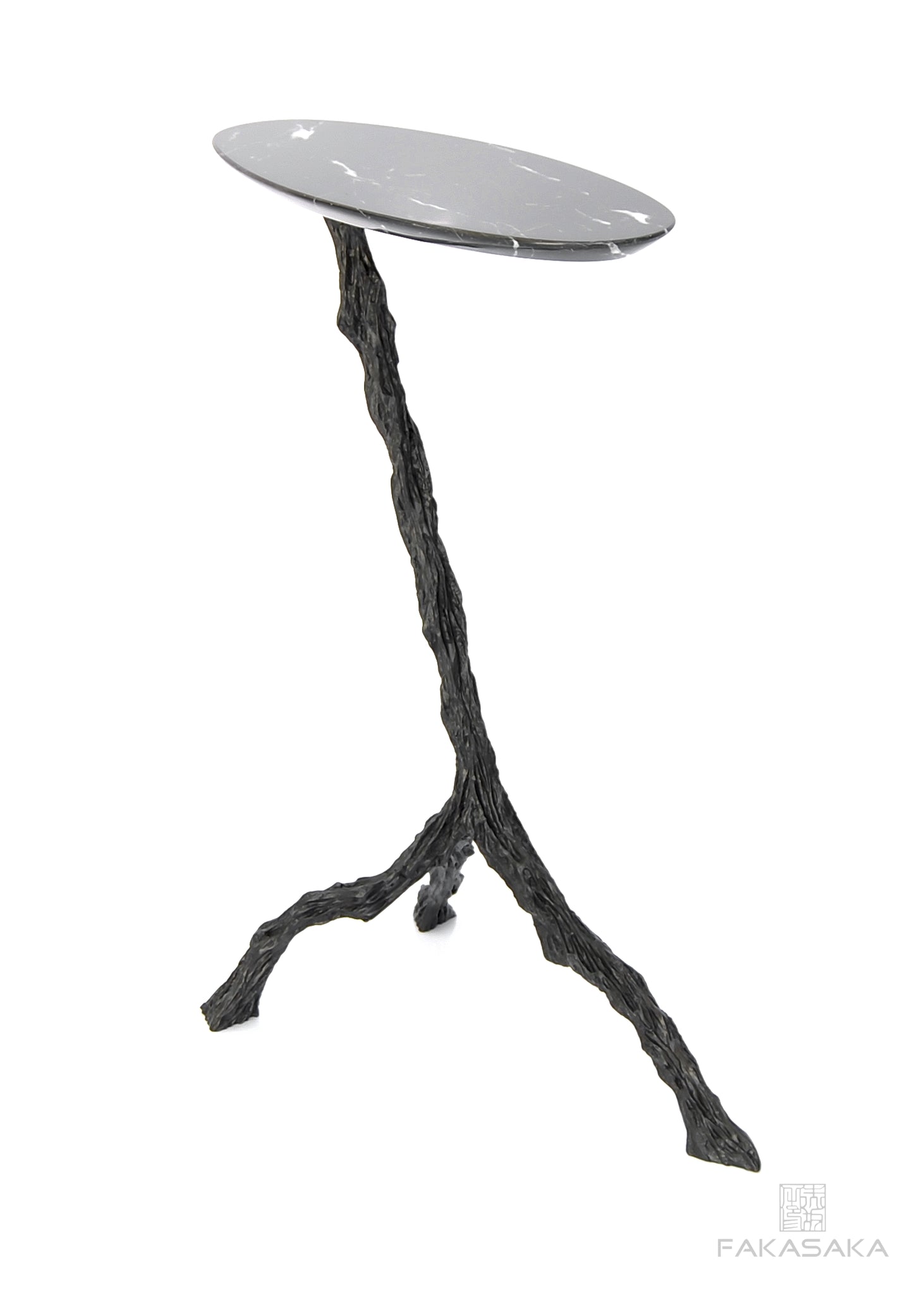 PANCHO DRINK TABLE<br><br>NERO MARQUINA MARBLE<br>DARK BRONZE