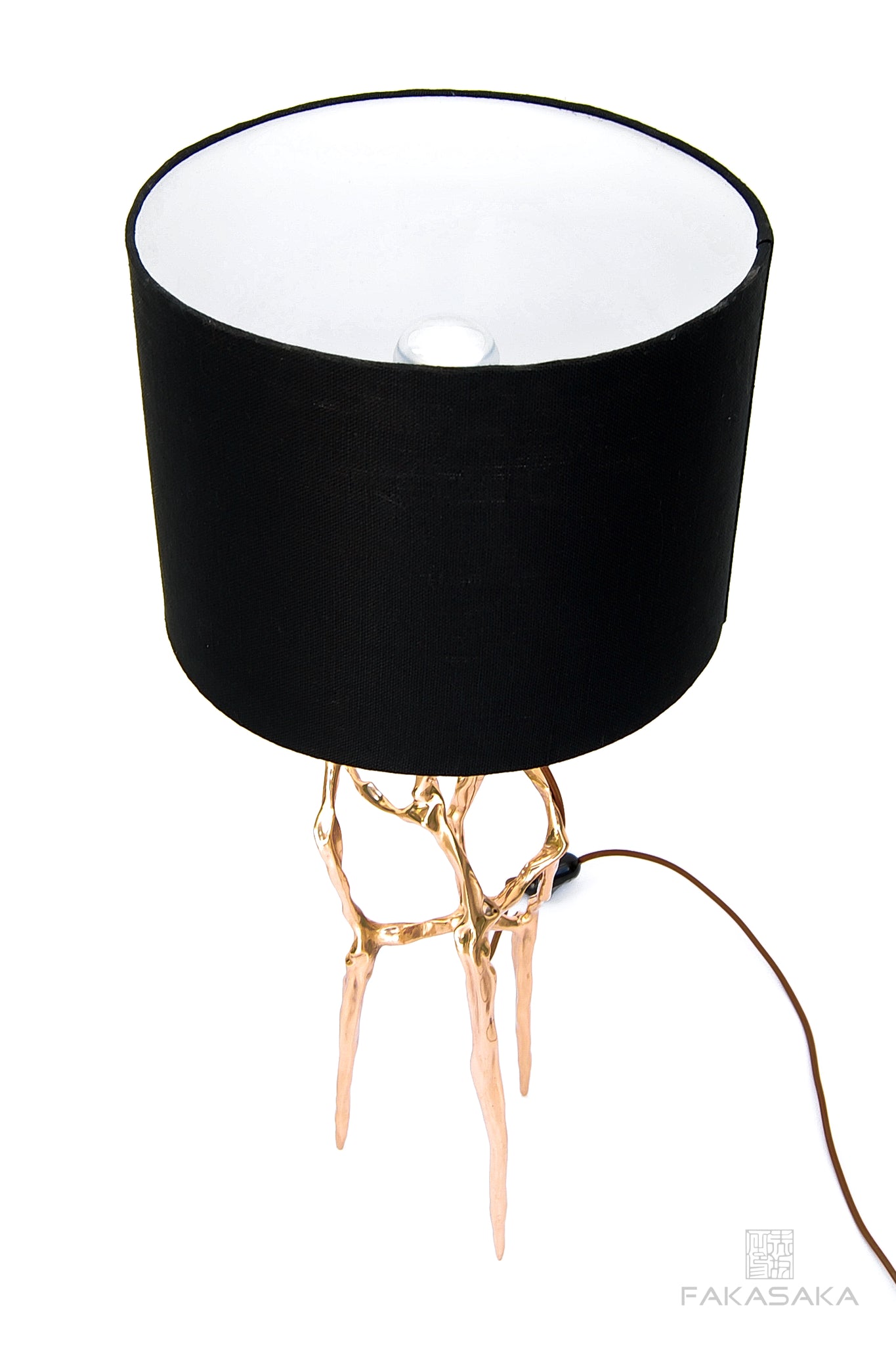 ALEXIA TABLE LAMP<br><br>BLACK LINEN SHADE<br>POLISHED BRONZE