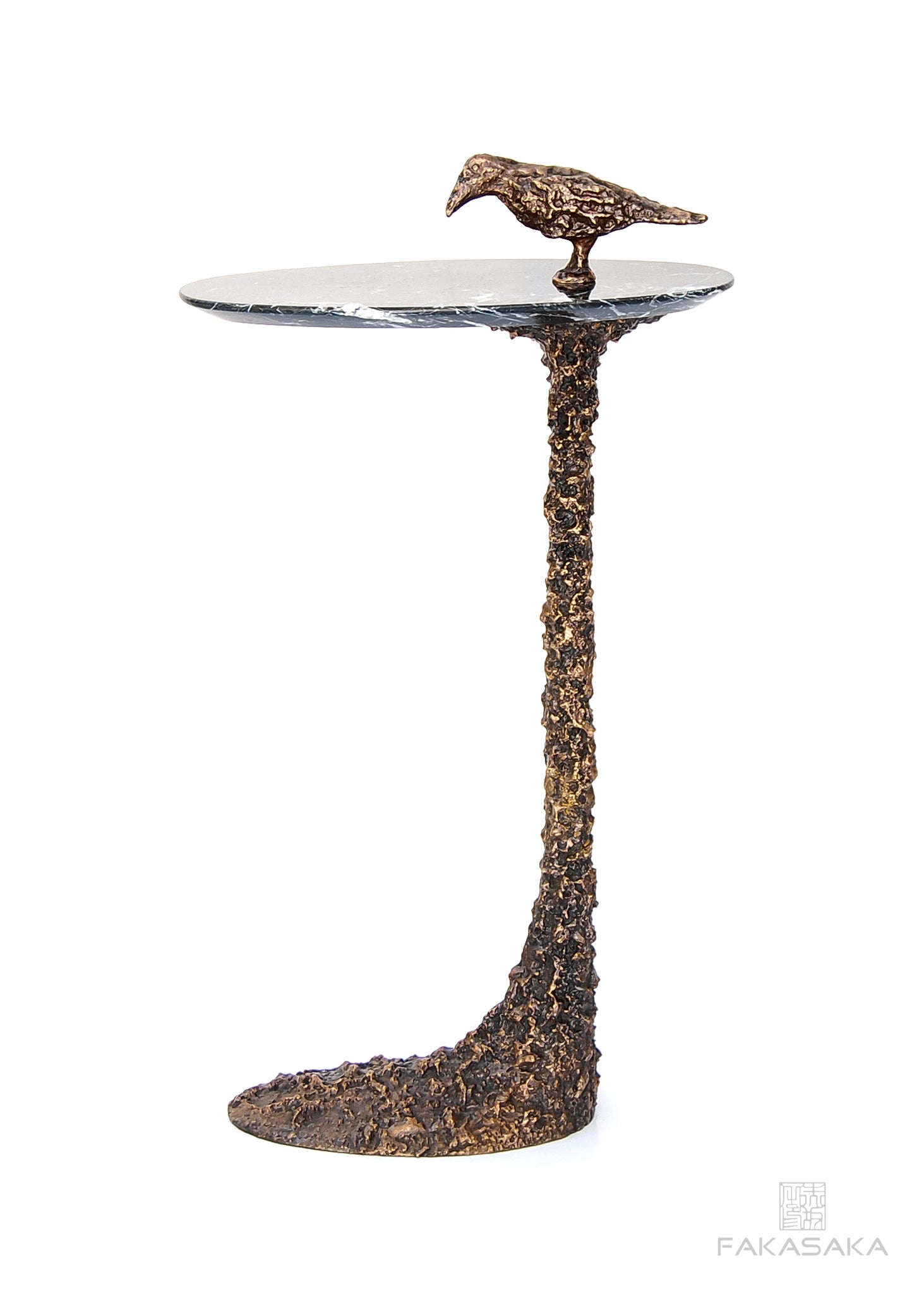 KEEF DRINK TABLE<br><br>NERO MARQUINA MARBLE<br>BLACKBROWN BRONZE