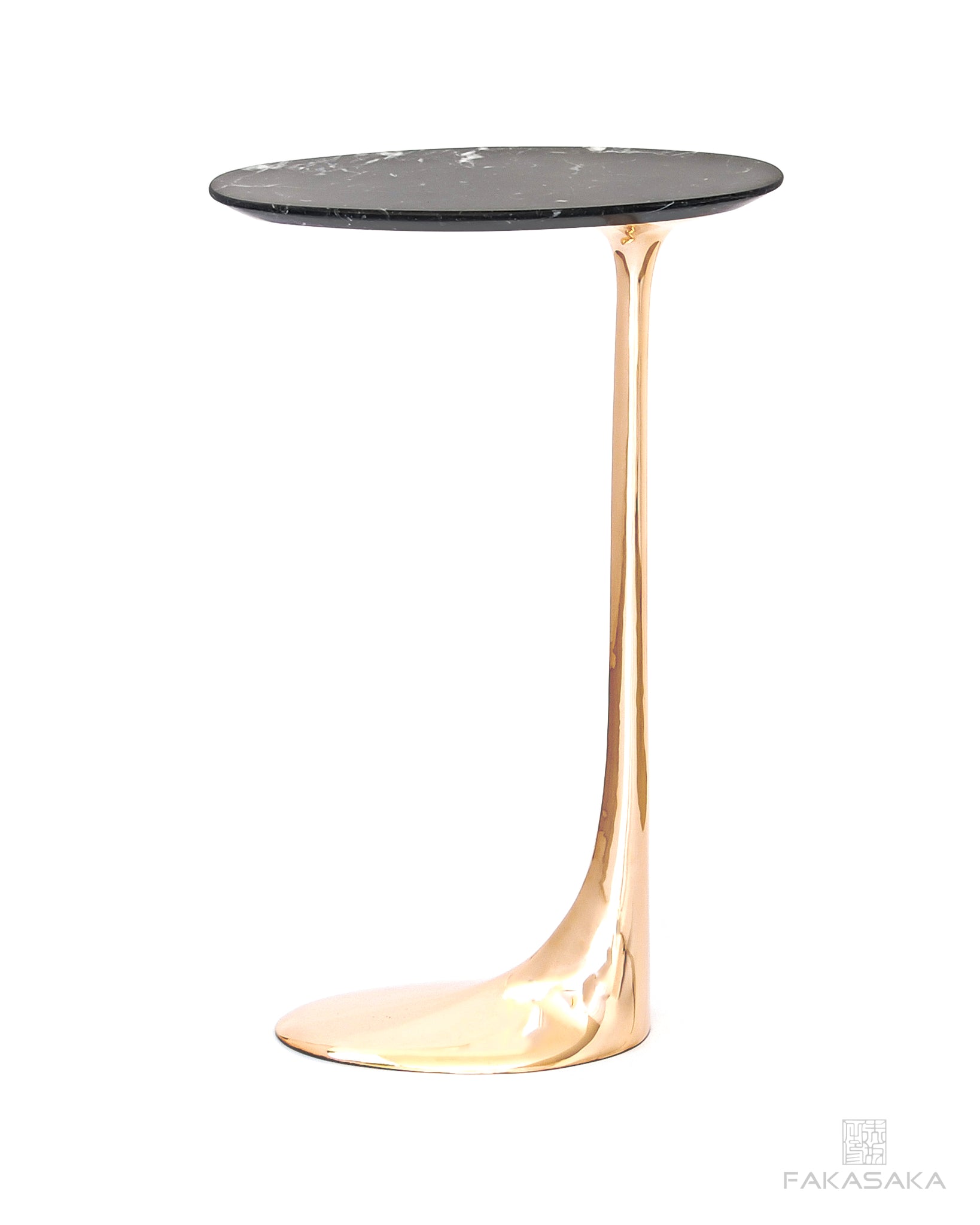 JAGGER DRINK TABLE<br><br>NERO MARQUINA MARBLE<br>POLISHED BRONZE