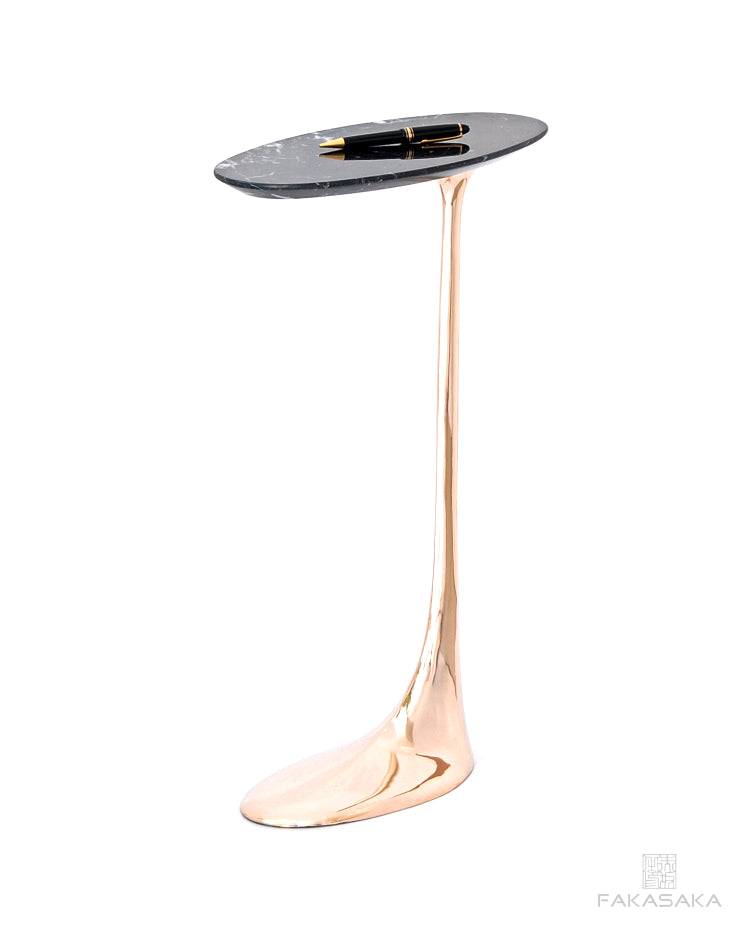 JAGGER DRINK TABLE<br><br>NERO MARQUINA MARBLE<br>POLISHED BRONZE