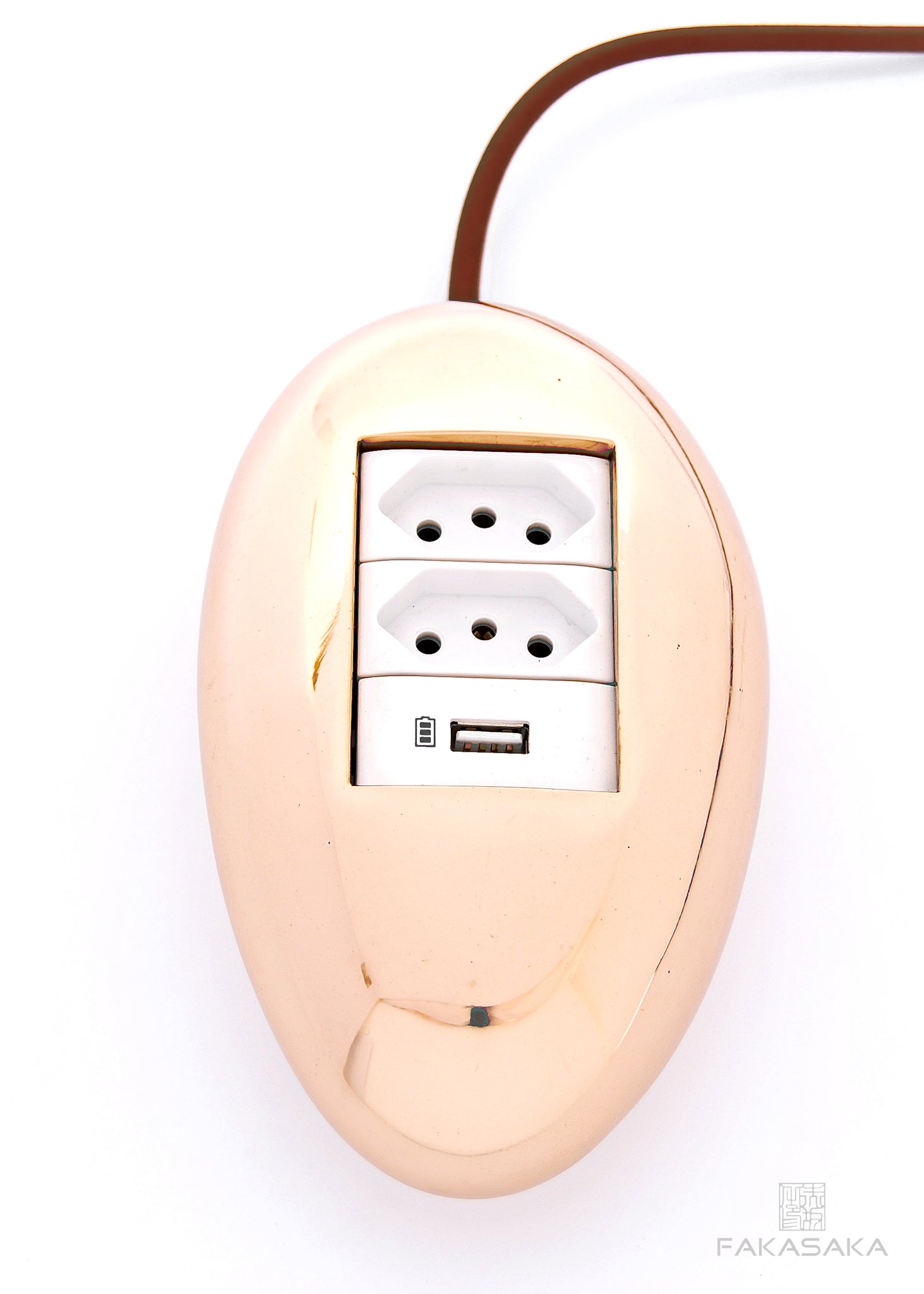DYLAN<br><br>ELECTRICAL MODULE<br><br>2 OUTLETS + 1 USB PORT + EXTENSION CORD<br><br>POLISHED BRONZE