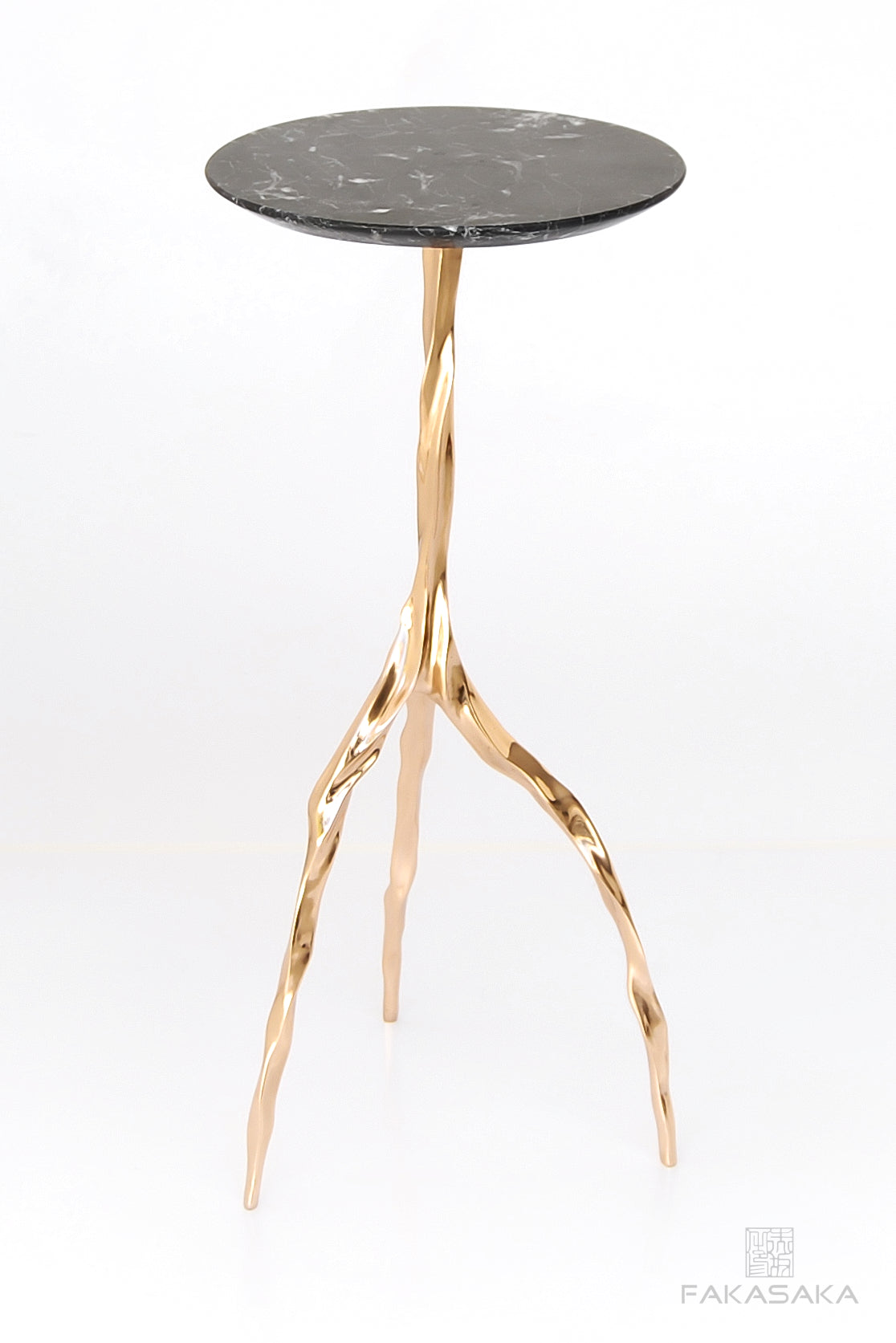 NINA DRINK TABLE<br><br>NERO MARQUINA MARBLE<br>POLISHED BRONZE