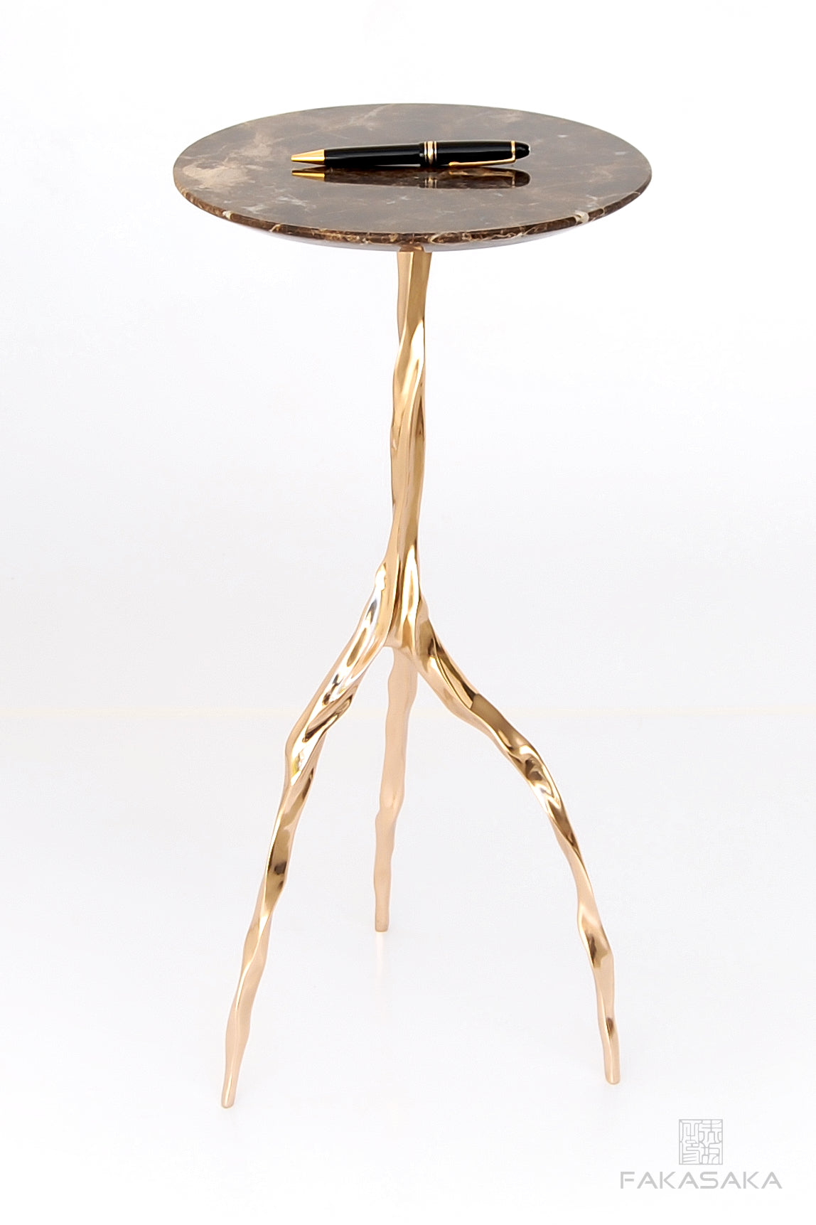 NINA DRINK TABLE<br><br>MARRON IMPERIAL MARBLE<br>POLISHED BRONZE