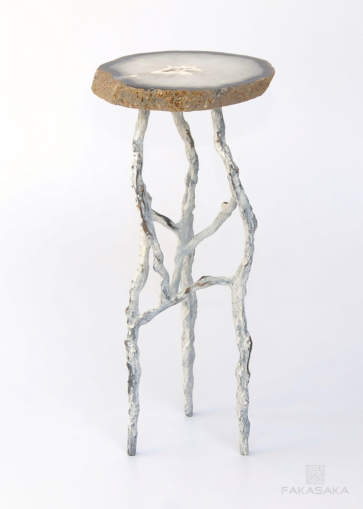 ALEXIA 3 DRINK TABLE<br><br>AGATE<br>OFF-WHITE BRONZE