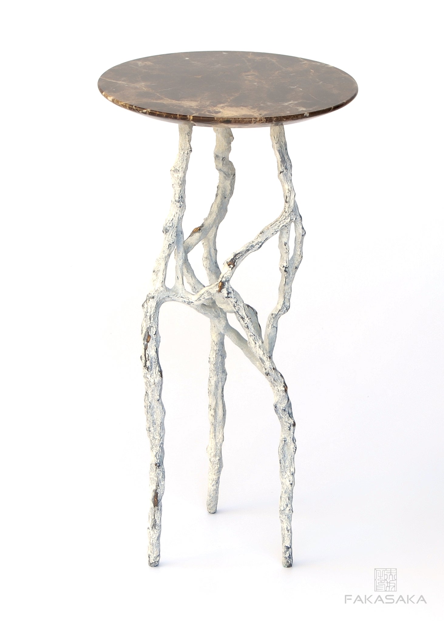 ALEXIA 3 DRINK TABLE<br><br>MARRON IMPERIAL MARBLE<br>OFF-WHITE BRONZE
