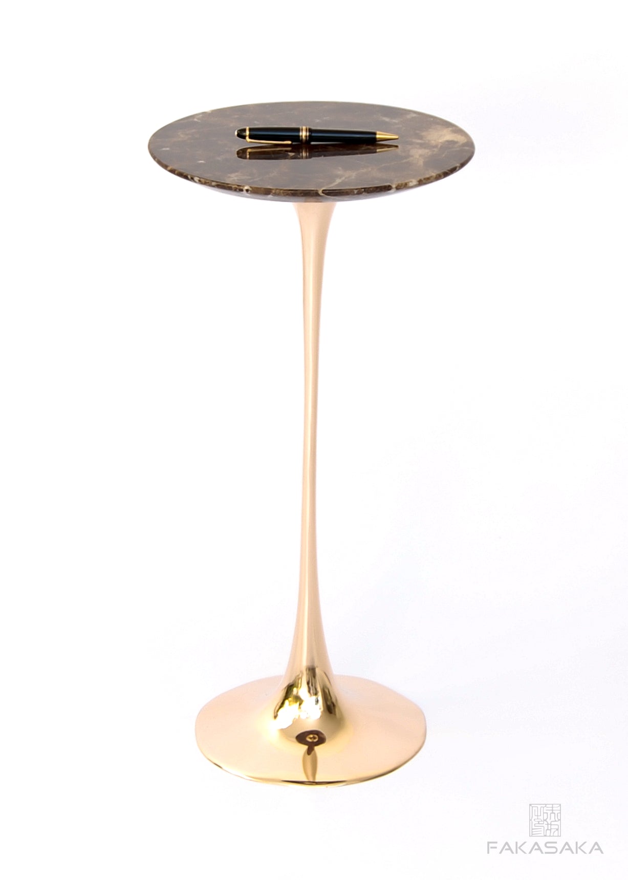 APPLE DRINK TABLE<br><br>MARRON IMPERIAL MARBLE<br>POLISHED BRONZE
