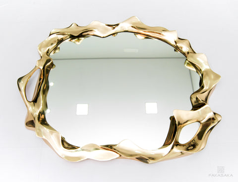 MARIAE<br><br>LARGE SIZE MIRROR<br><br>POLISHED BRASS<br>SILVER MIRROR