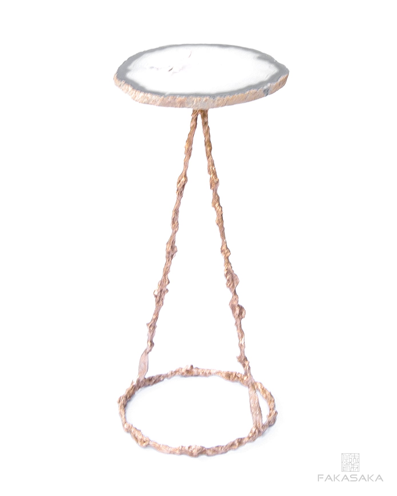 MOBY DRINK TABLE<br><br>AGATE<br>POLISHED BRONZE