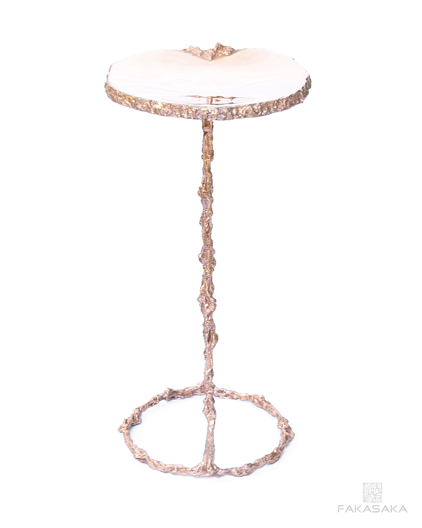 MOBY DRINK TABLE<br><br>BRONZE TOP<br>POLISHED BRONZE