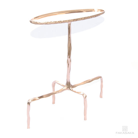 PRESLEY DRINK TABLE<br><br>BRONZE TOP<br>POLISHED BRONZE