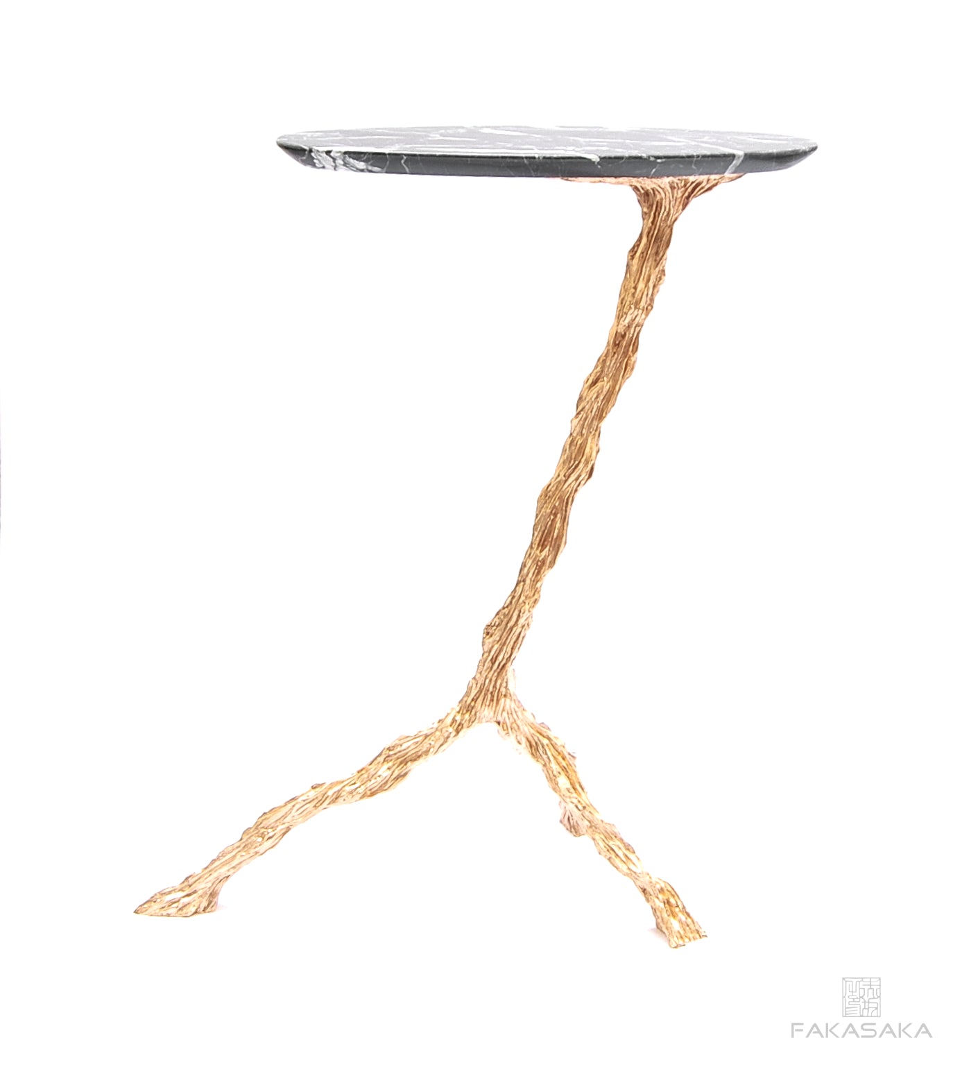 PANCHO DRINK TABLE<br><br>NERO MARQUINA MARBLE<br>POLISHED BRONZE