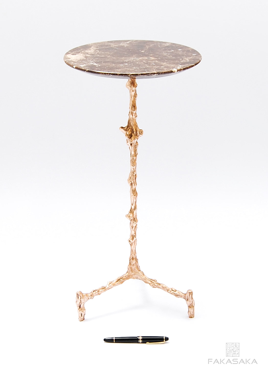 WILLIE DRINK TABLE<br><br>MARRON IMPERIAL MARBLE<br>POLISHED BRONZE