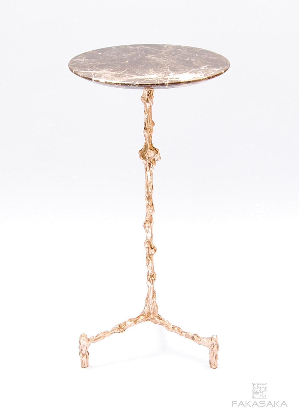 WILLIE DRINK TABLE<br><br>MARRON IMPERIAL MARBLE<br>POLISHED BRONZE