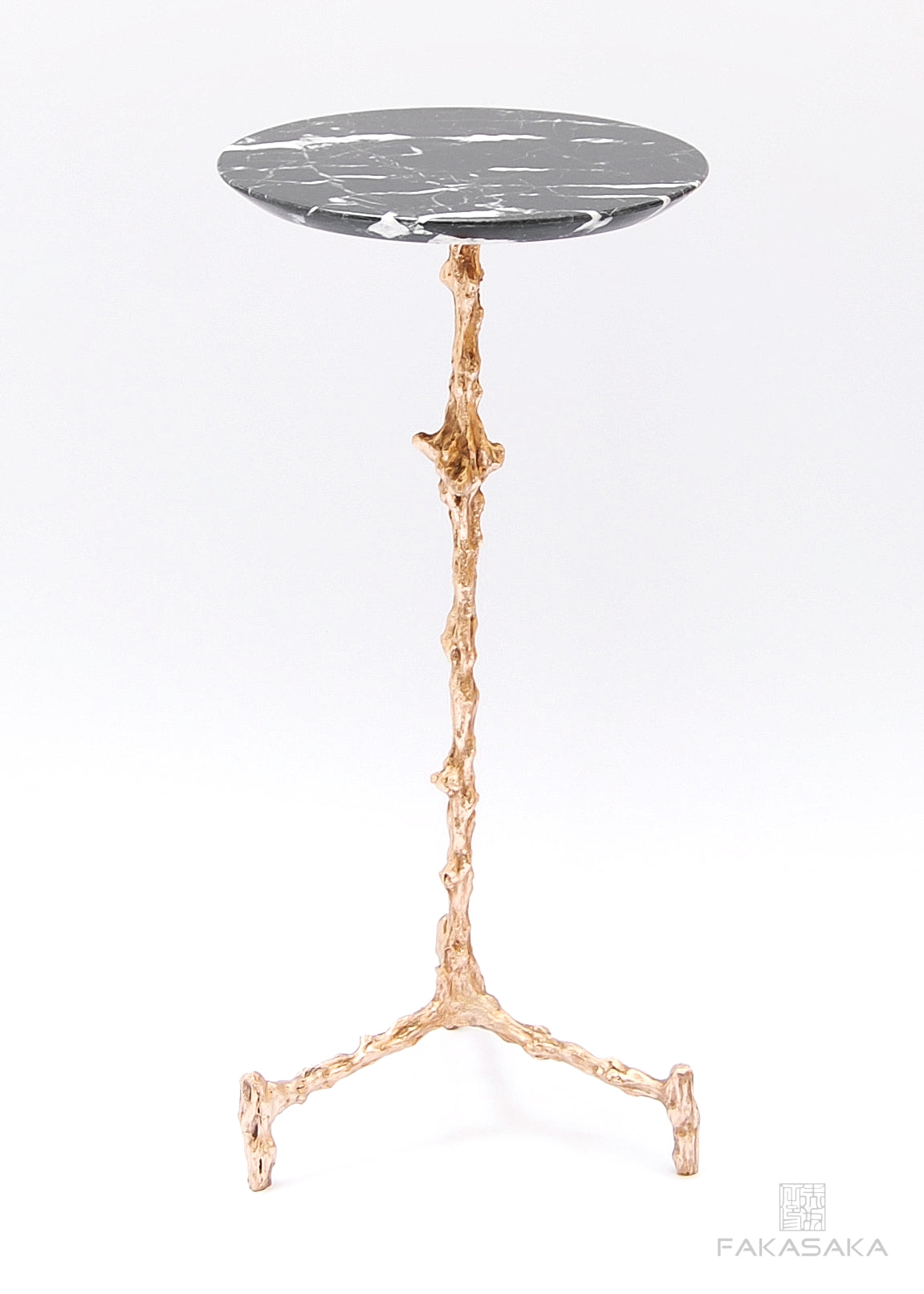 WILLIE DRINK TABLE<br><br>NERO MARQUINA MARBLE<br>POLISHED BRONZE