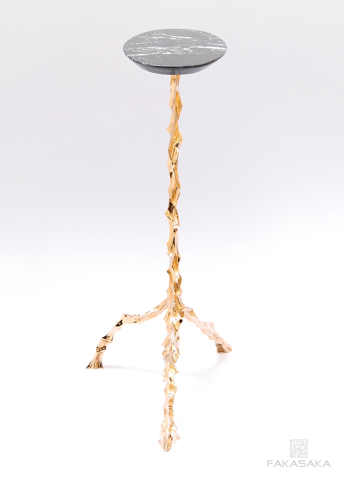 DYLAN DRINK TABLE<br><br>NERO MARQUINA MARBLE<br>POLISHED BRONZE