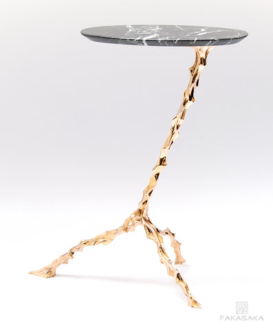 DYLAN DRINK TABLE<br><br>NERO MARQUINA MARBLE<br>POLISHED BRONZE