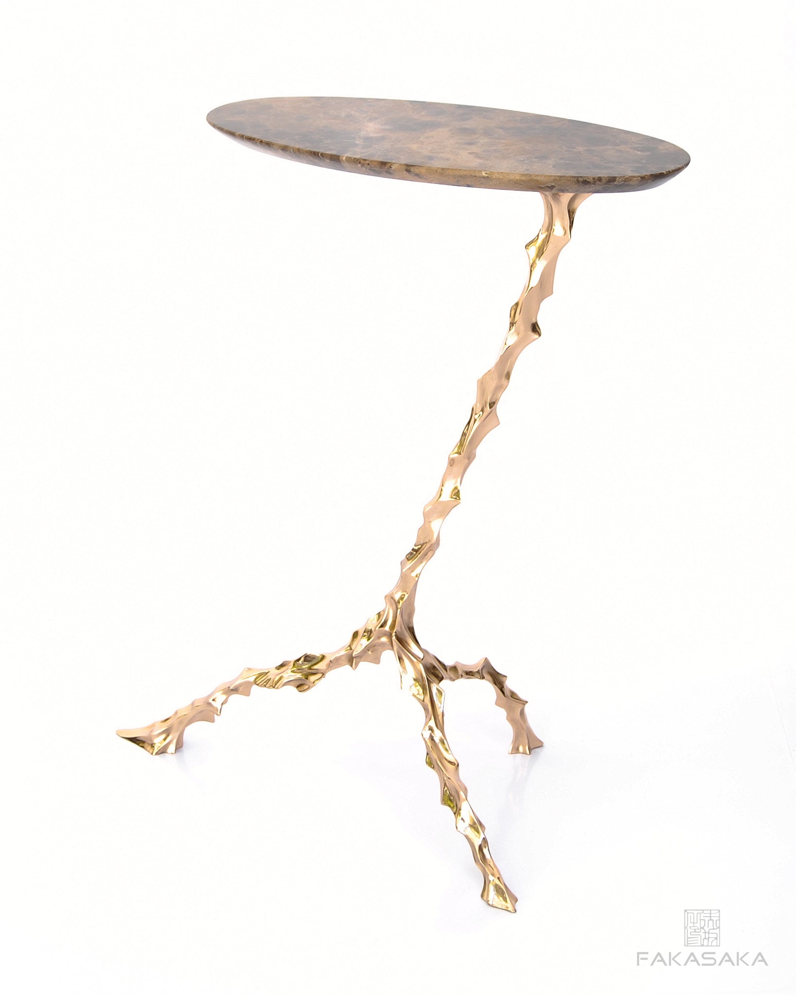 DYLAN DRINK TABLE<br><br>MARRON IMPERIAL MARBLE<br>POLISHED BRONZE
