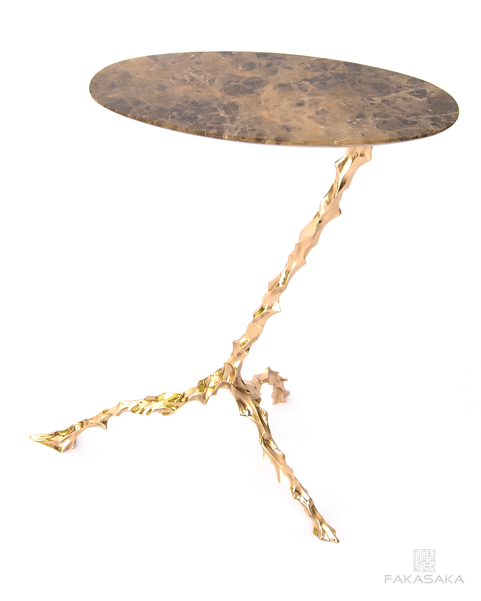 DYLAN DRINK TABLE<br><br>MARRON IMPERIAL MARBLE<br>POLISHED BRONZE