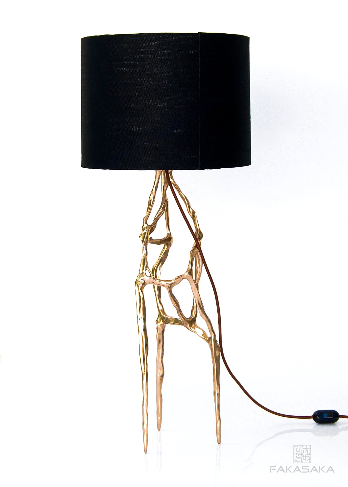 ALEXIA TABLE LAMP<br><br>BLACK LINEN SHADE<br>POLISHED BRONZE