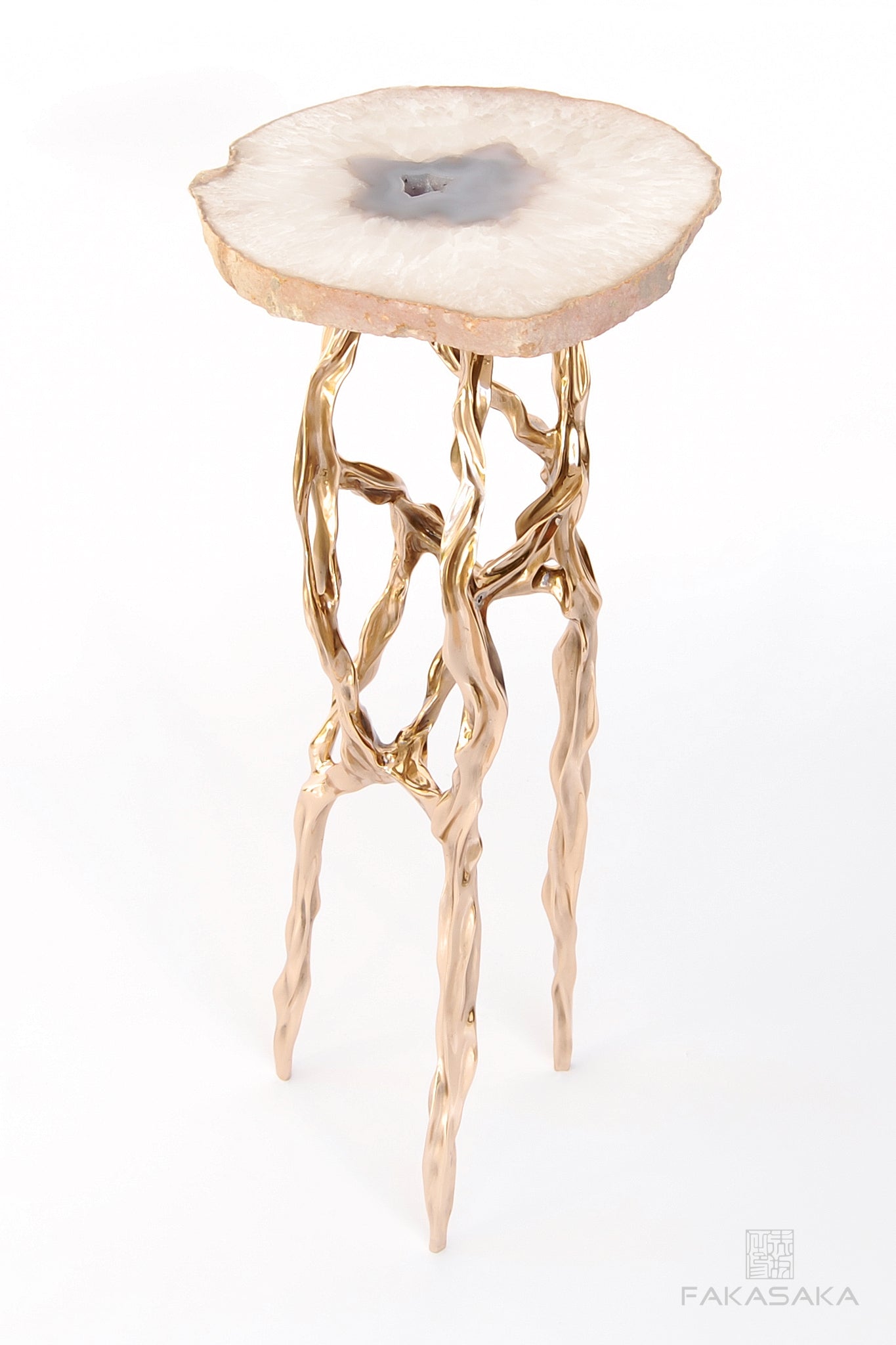 ALEXIA DRINK TABLE<br><br>AGATE<br>POLISHED BRONZE