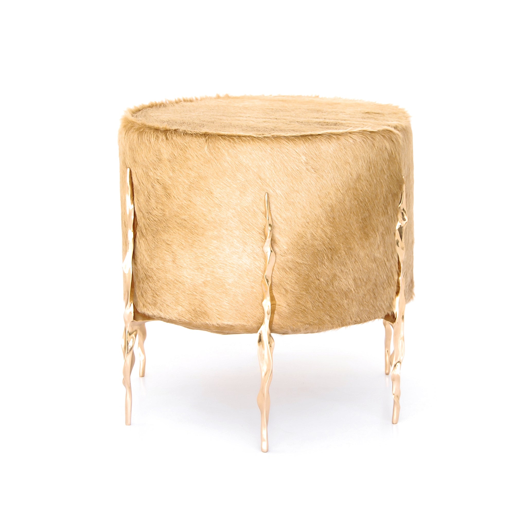 AVA OTTOMAN<br><br>LEATHER<br>POLISHED BRONZE