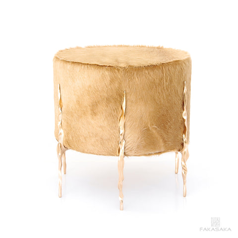 AVA OTTOMAN<br><br>LEATHER<br>POLISHED BRONZE