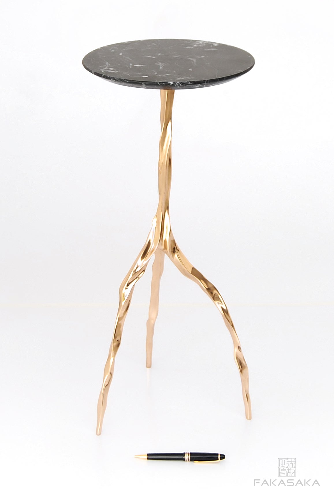 NINA DRINK TABLE<br><br>NERO MARQUINA MARBLE<br>POLISHED BRONZE