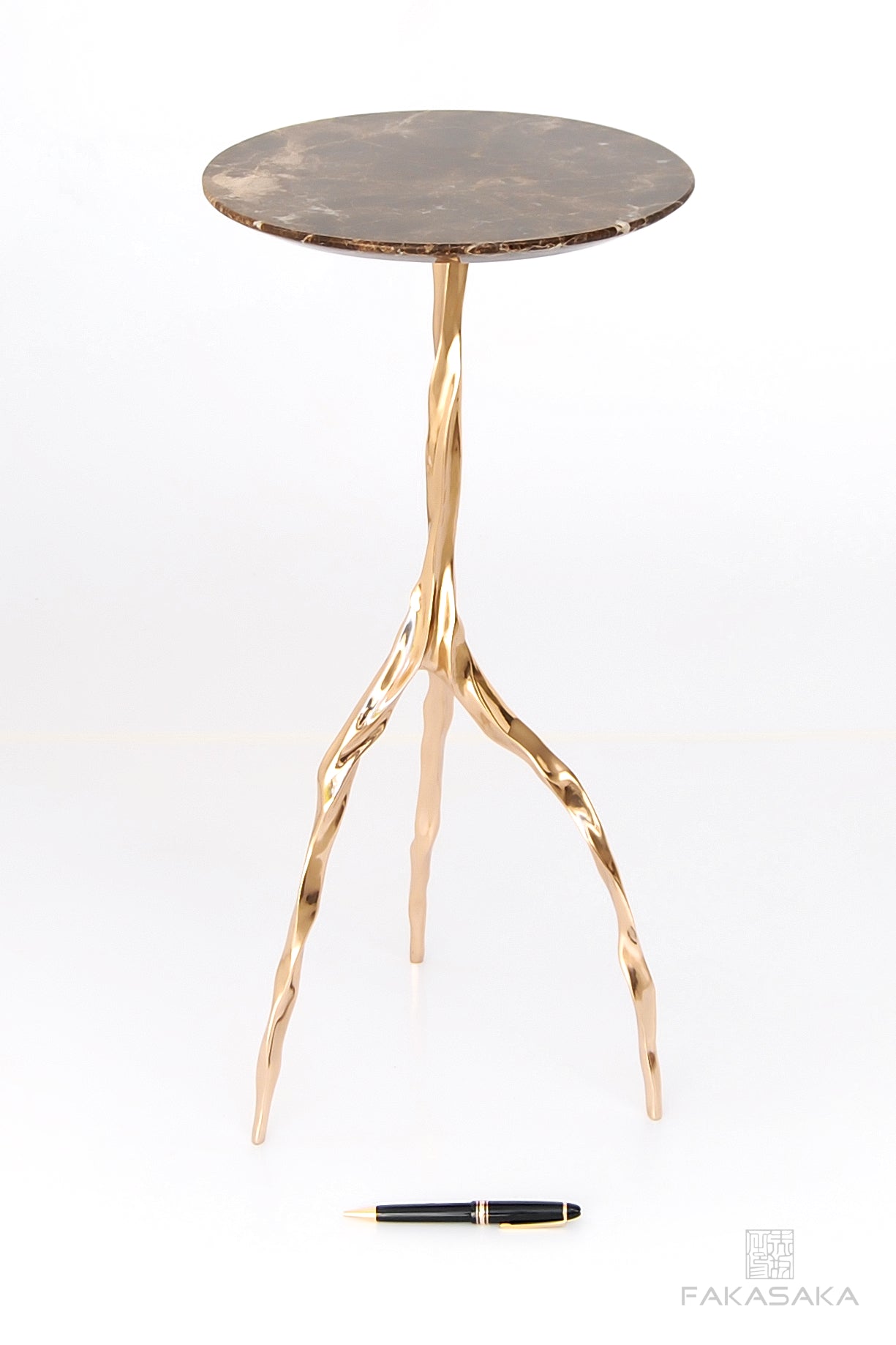 NINA DRINK TABLE<br><br>MARRON IMPERIAL MARBLE<br>POLISHED BRONZE