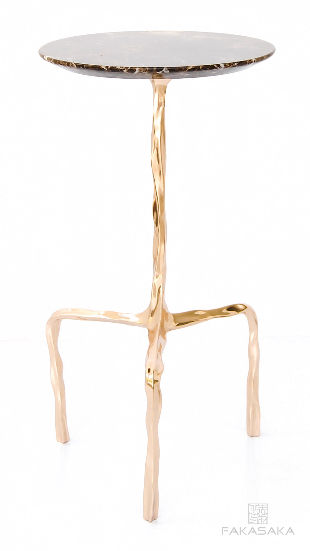 ARETHA DRINK TABLE<br><br>MARRON IMPERIAL MARBLE<br>POLISHED BRONZE