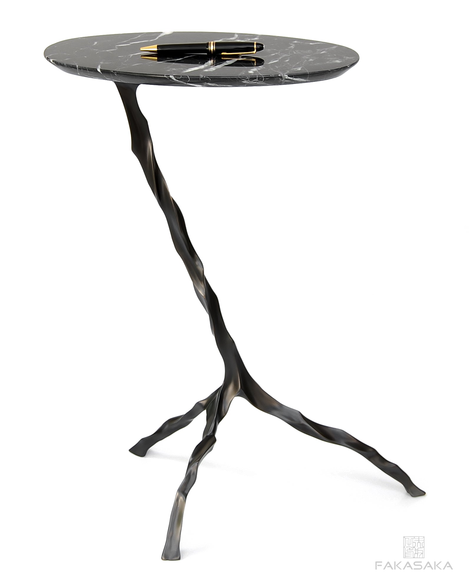 JANIS DRINK TABLE<br><br>NERO MARQUINA MARBLE<br>DARK BRONZE