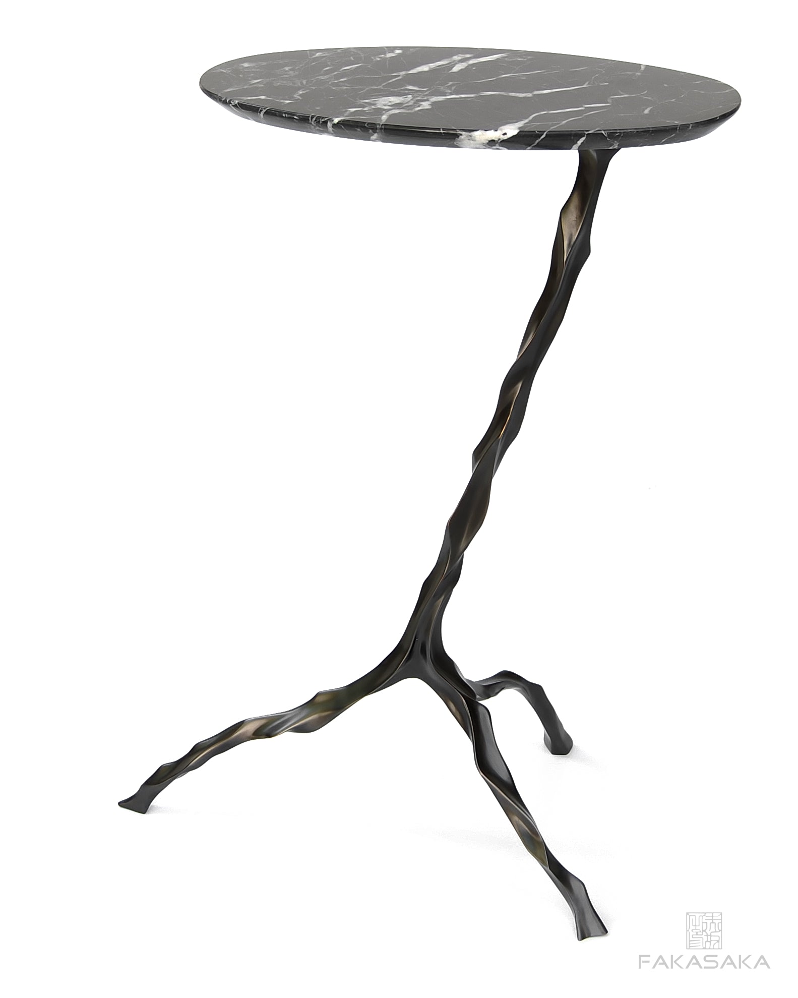 JANIS DRINK TABLE<br><br>NERO MARQUINA MARBLE<br>DARK BRONZE