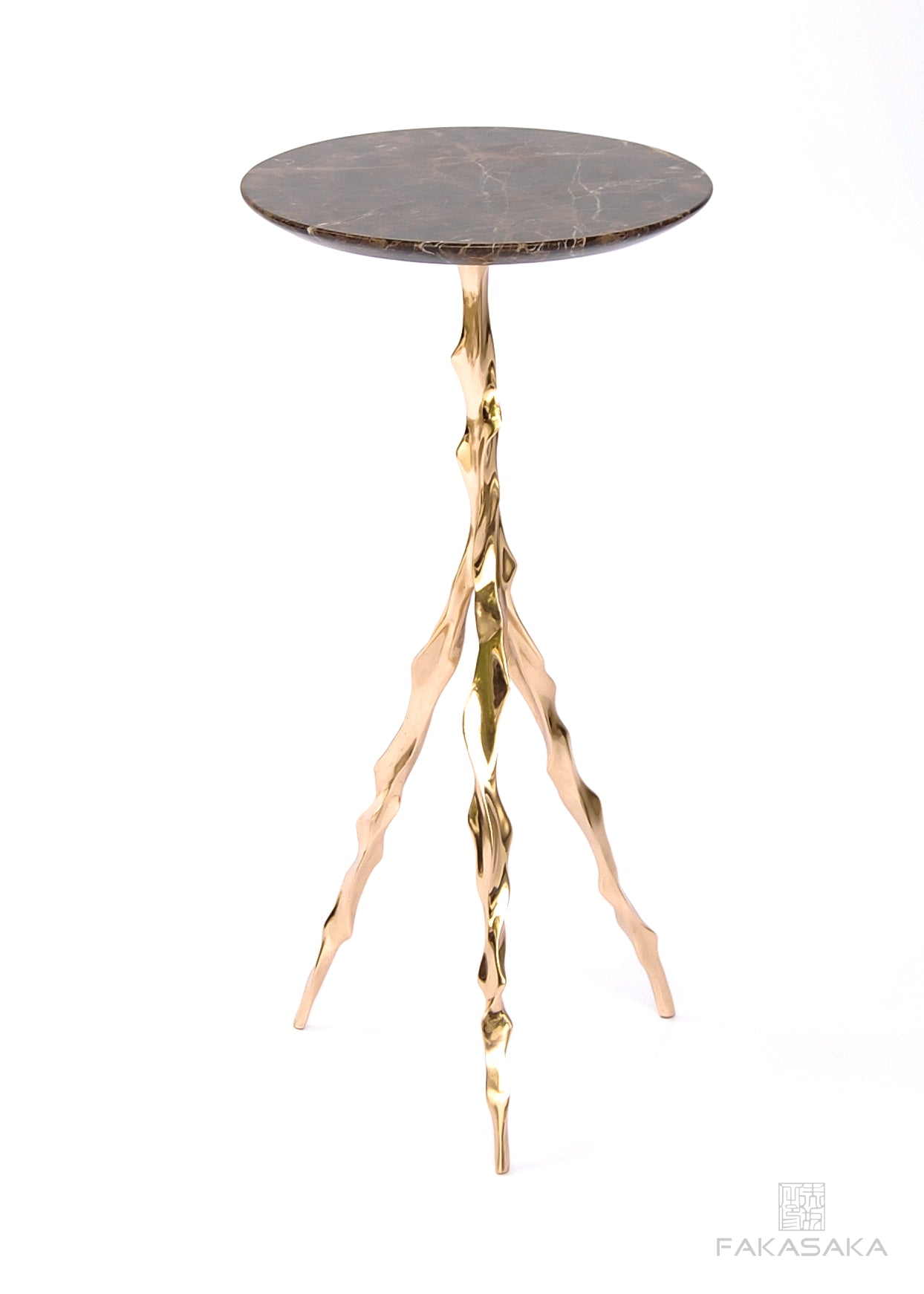 ETTA DRINK TABLE<br><br>MARRON IMPERIAL MARBLE<br>POLISHED BRONZE