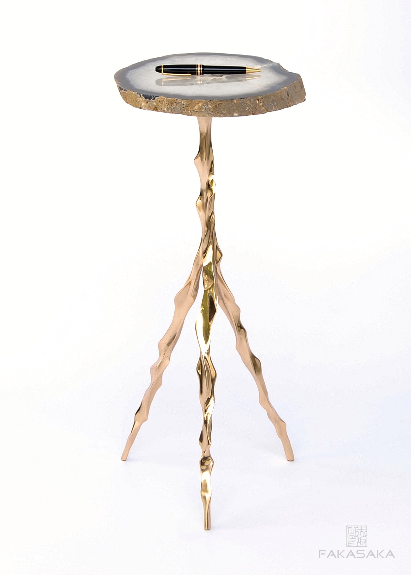 ETTA DRINK TABLE<br><br>AGATE<br>POLISHED BRONZE