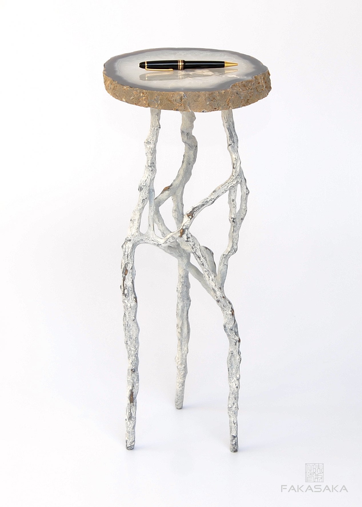 ALEXIA 3 DRINK TABLE<br><br>AGATE<br>OFF-WHITE BRONZE