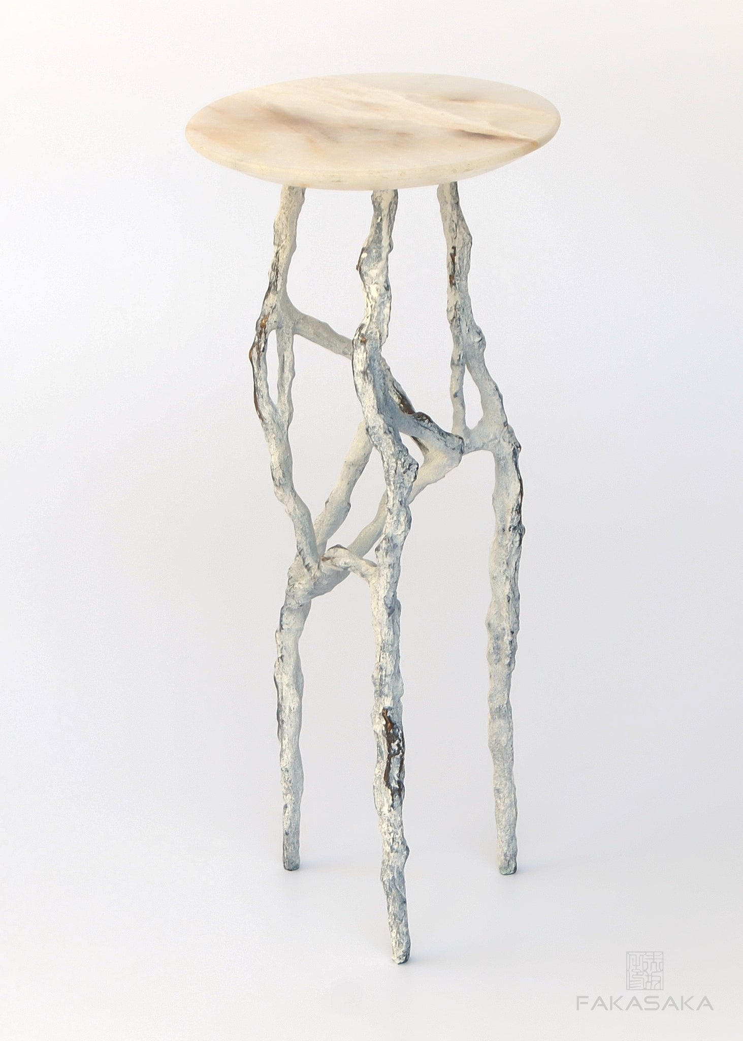 ALEXIA 3 DRINK TABLE<br><br>ONYX<br>OFF-WHITE BRONZE
