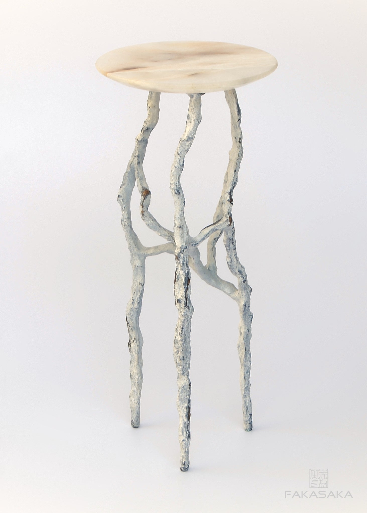 ALEXIA 3 DRINK TABLE<br><br>ONYX<br>OFF-WHITE BRONZE