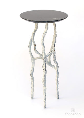 ALEXIA 3 DRINK TABLE<br><br>NERO MARQUINA MARBLE<br>OFF-WHITE BRONZE