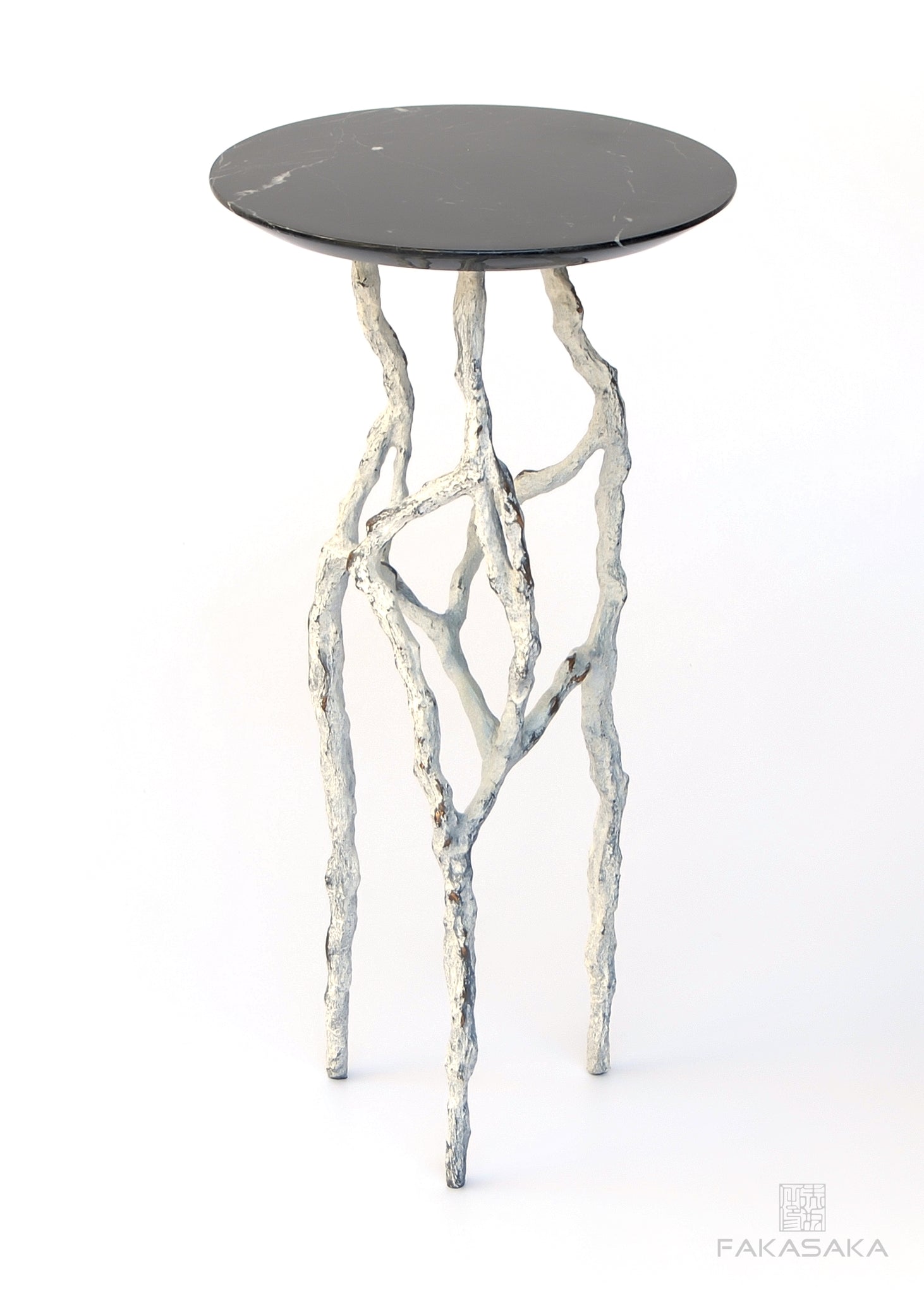 ALEXIA 3 DRINK TABLE<br><br>NERO MARQUINA MARBLE<br>OFF-WHITE BRONZE