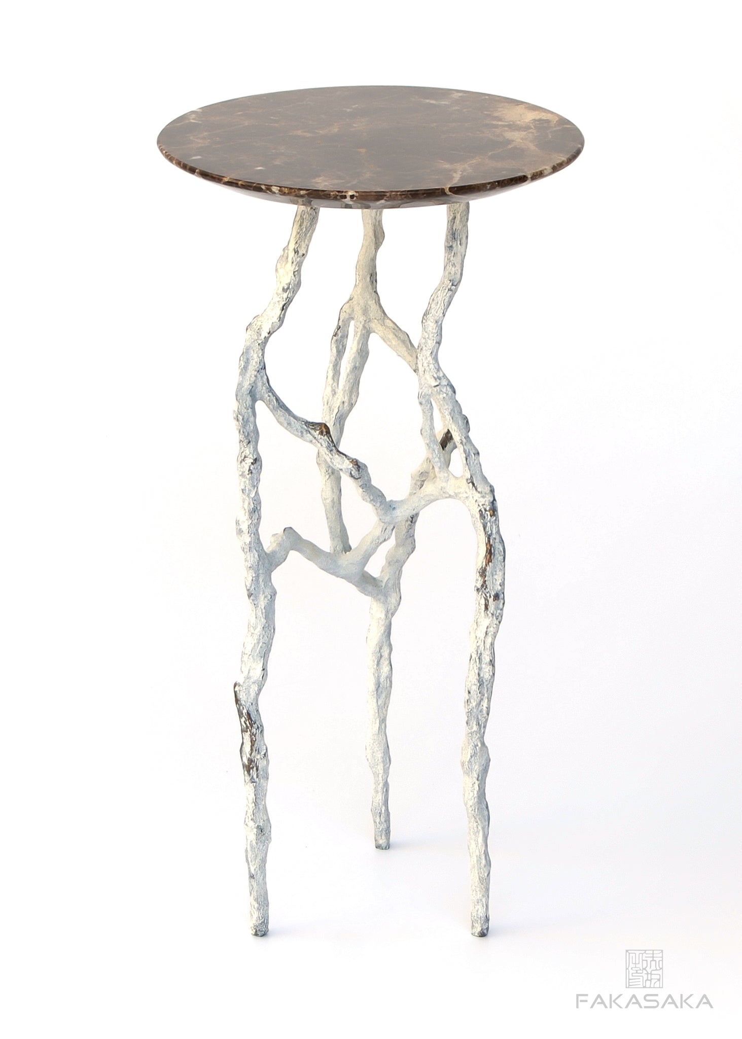 ALEXIA 3 DRINK TABLE<br><br>MARRON IMPERIAL MARBLE<br>OFF-WHITE BRONZE