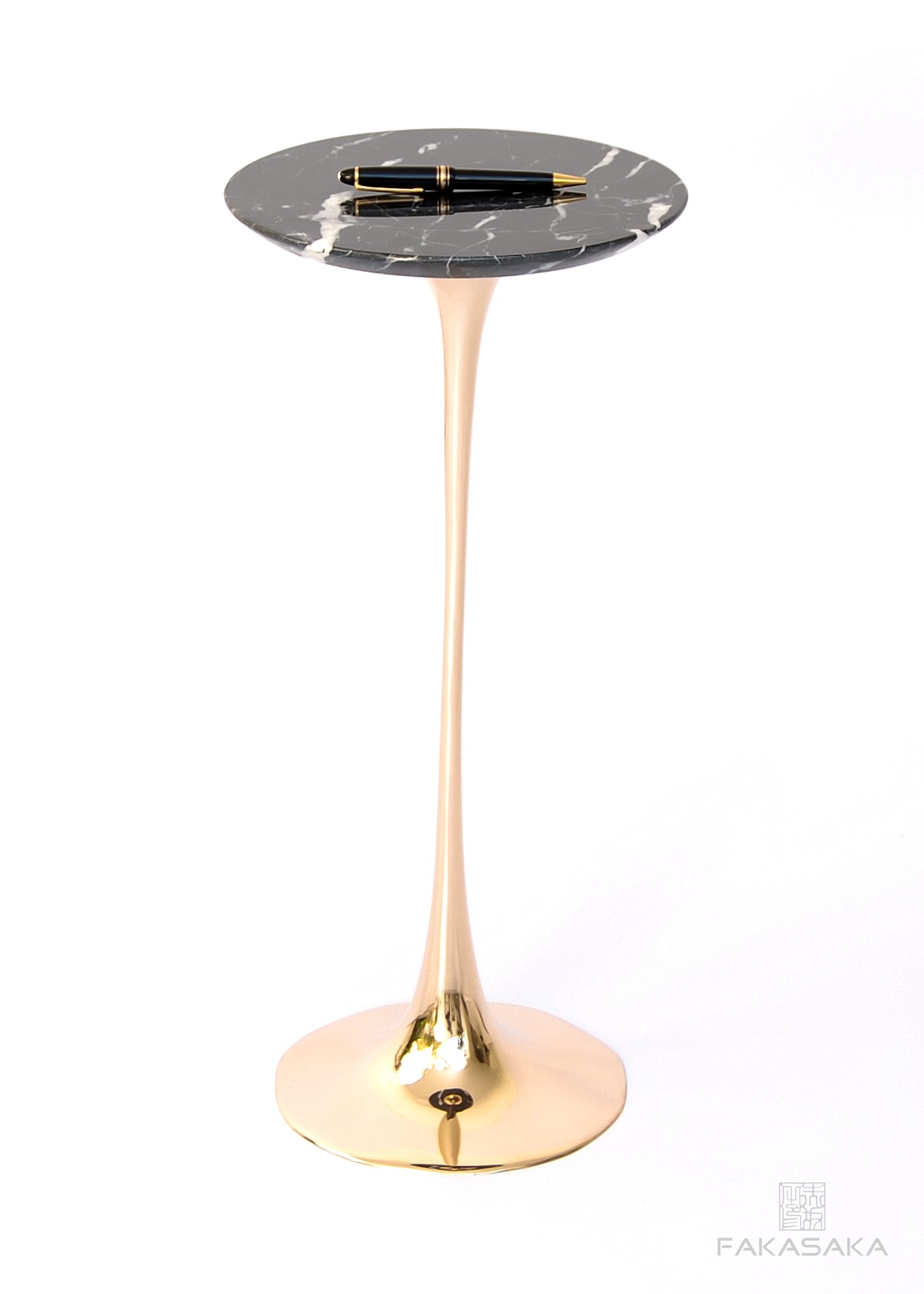 APPLE DRINK TABLE<br><br>NERO MARQUINA MARBLE<br>POLISHED BRONZE