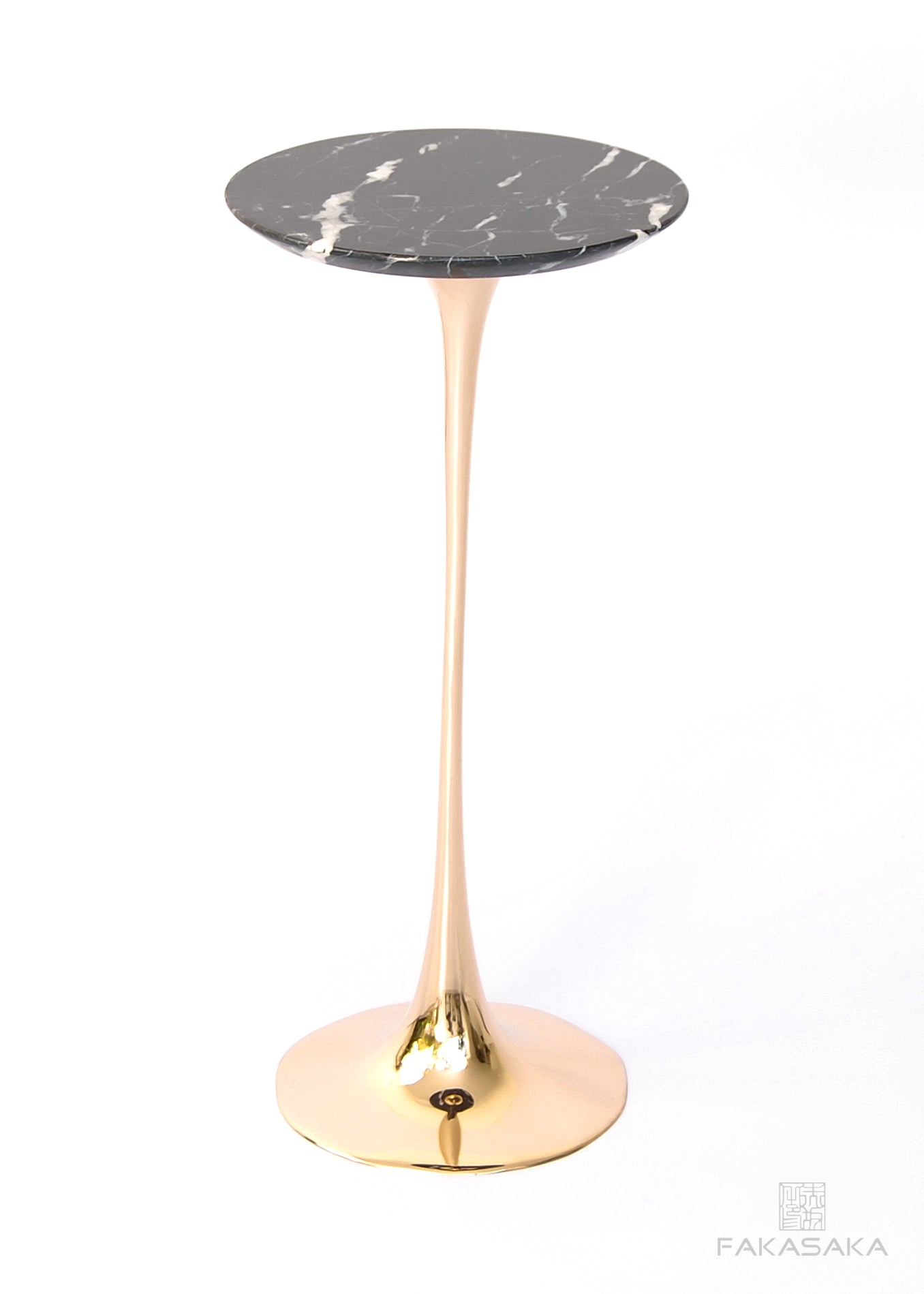 APPLE DRINK TABLE<br><br>NERO MARQUINA MARBLE<br>POLISHED BRONZE