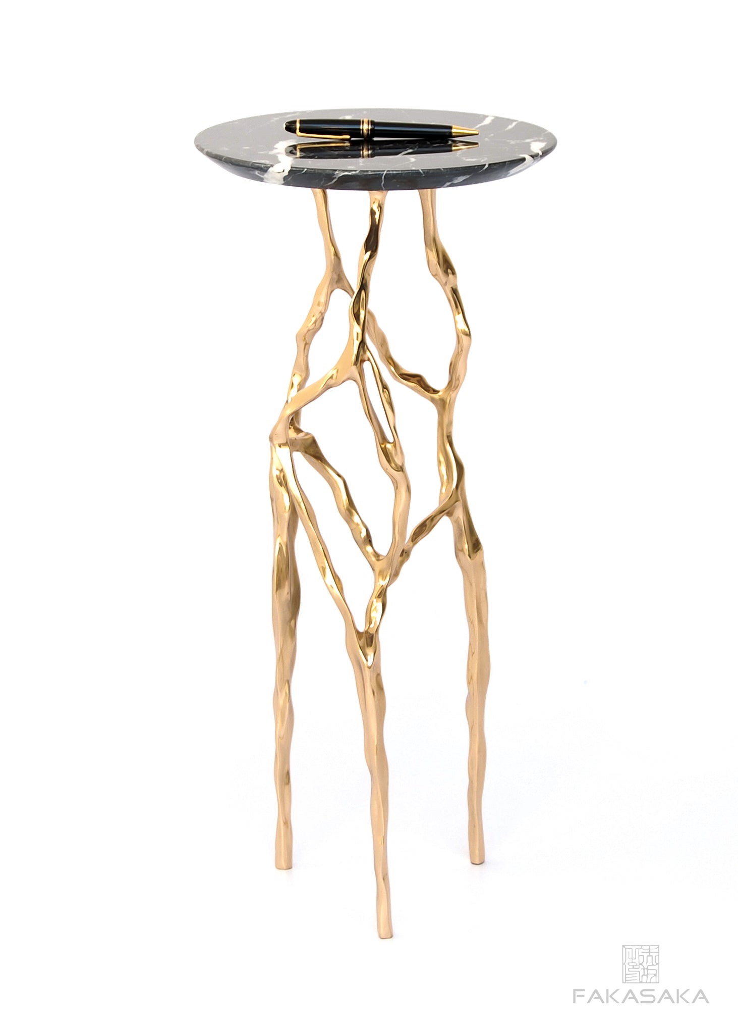 SID DRINK TABLE<br><br>NERO MARQUINA MARBLE<br>POLISHED BRONZE