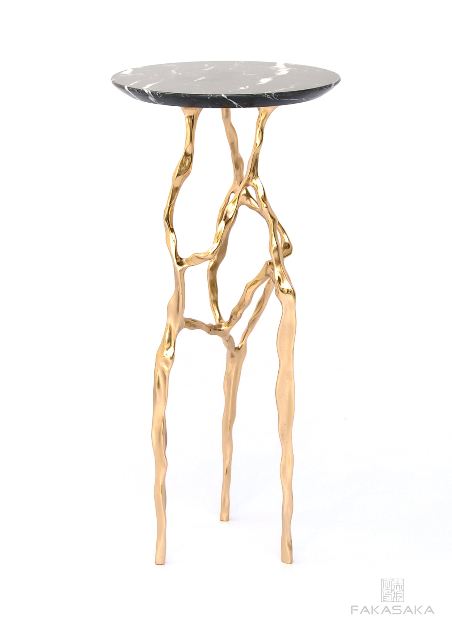 SID DRINK TABLE<br><br>NERO MARQUINA MARBLE<br>POLISHED BRONZE